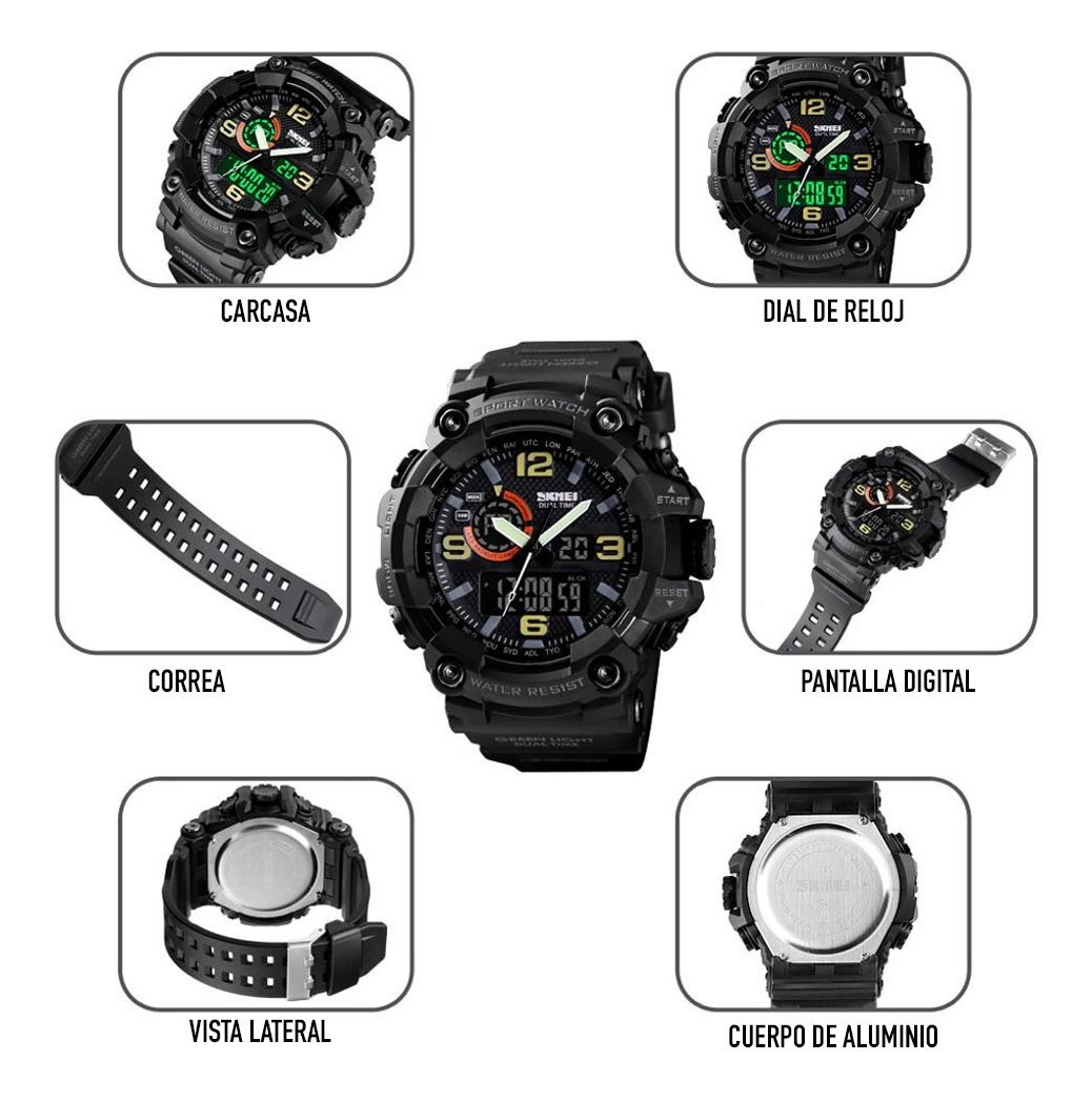 Reloj Digital Camuflaje Táctico Hombre Deportivo Impermeable Azul