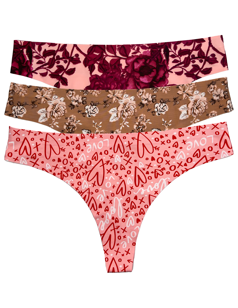 Paquete de 3 Tangas Invisibles Sin Costuras Corte Láser Pack con 3 Diseños Diferentes