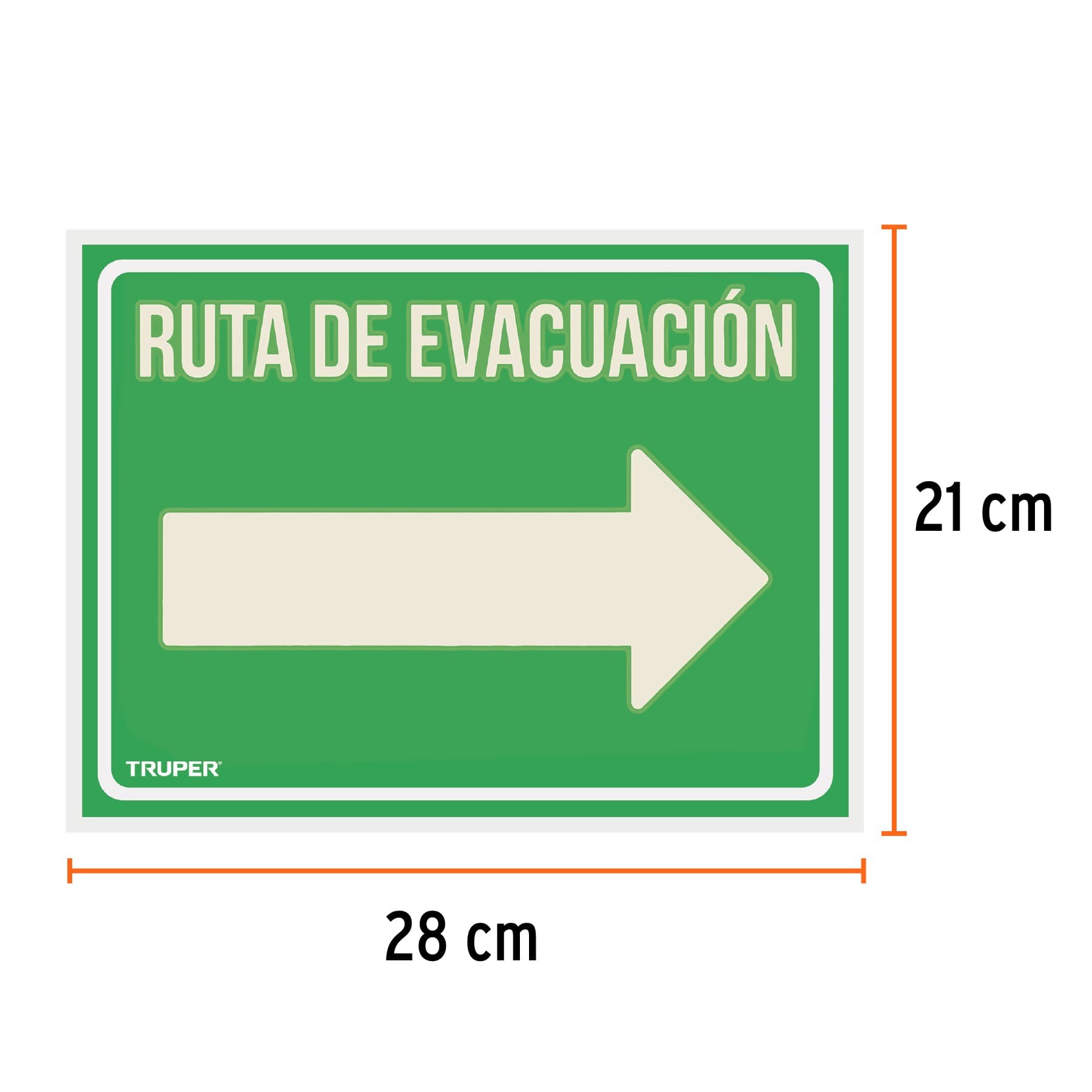 LETRERO DE SEÑALIZACIÓN "RUTA EVACUACIÓN DERECHA",21 X 28 CM TRUPER 18368