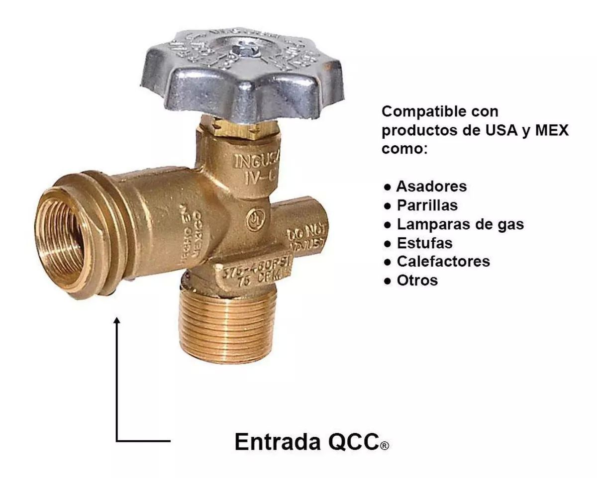 Tanque De Gas Lp De 10 Kgs Portatil Cilindro Válvula Qcc Ame