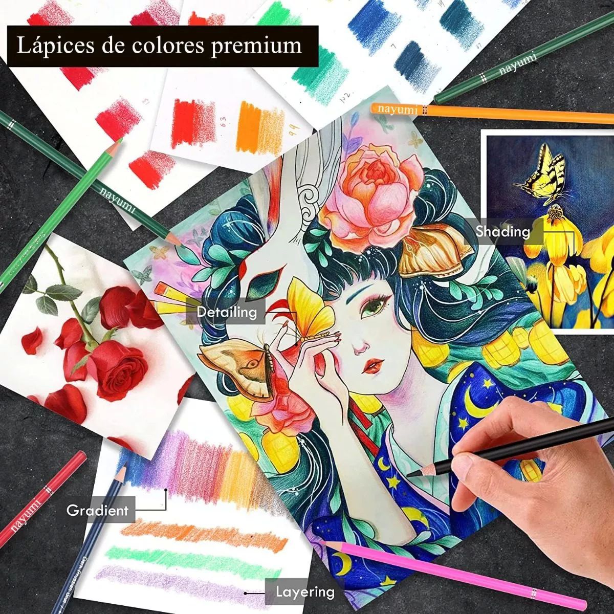 Set 180 Lápices Dibujo Colores Y Estuche Profesional Artista