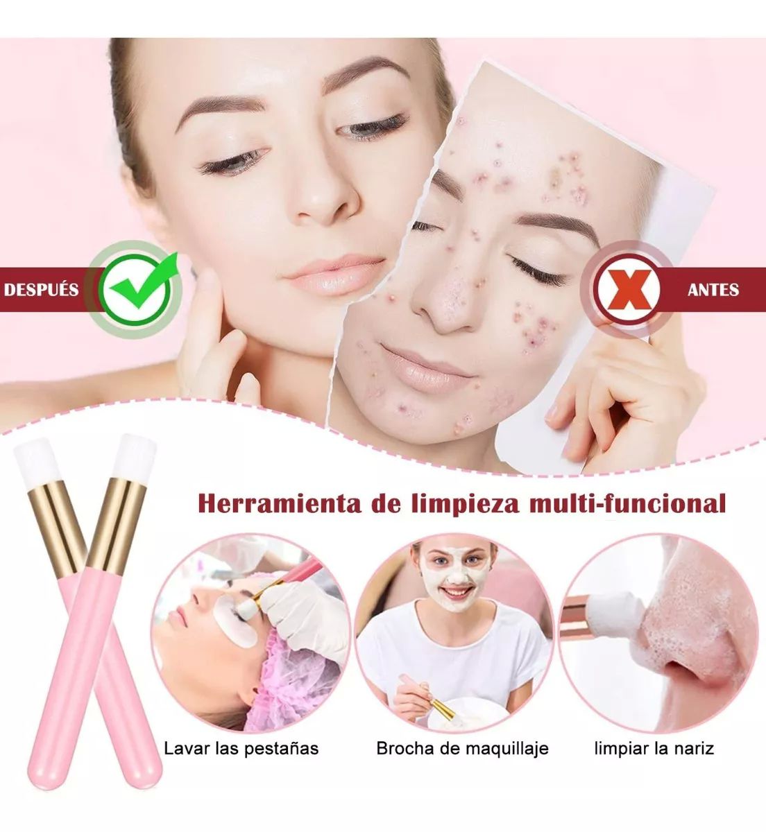 Kit Pestañas 1x1 Parches Microbrush Ventilador Cepillo 