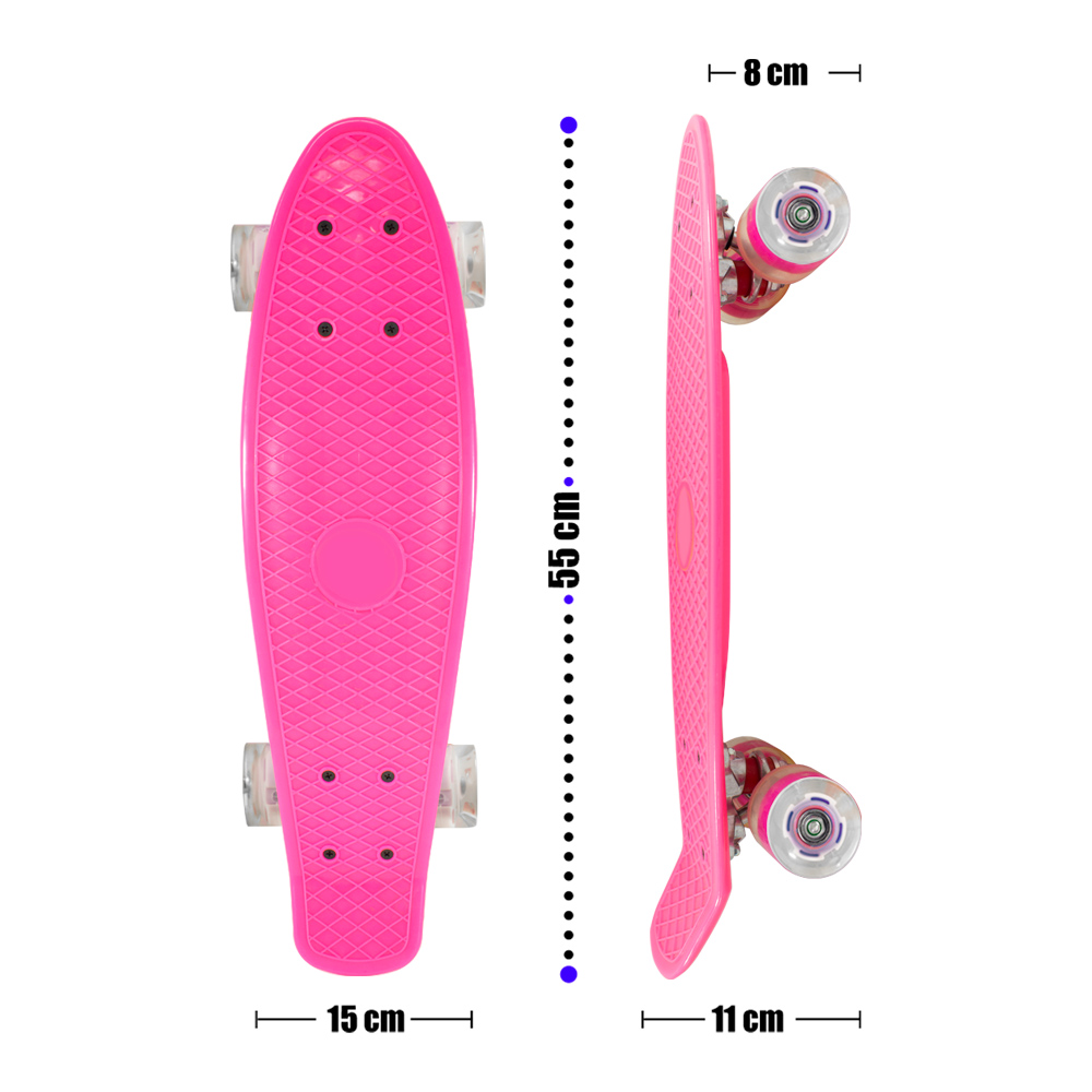 Patineta Tipo Skate Classic Skateboard Azul Aqua con Luz