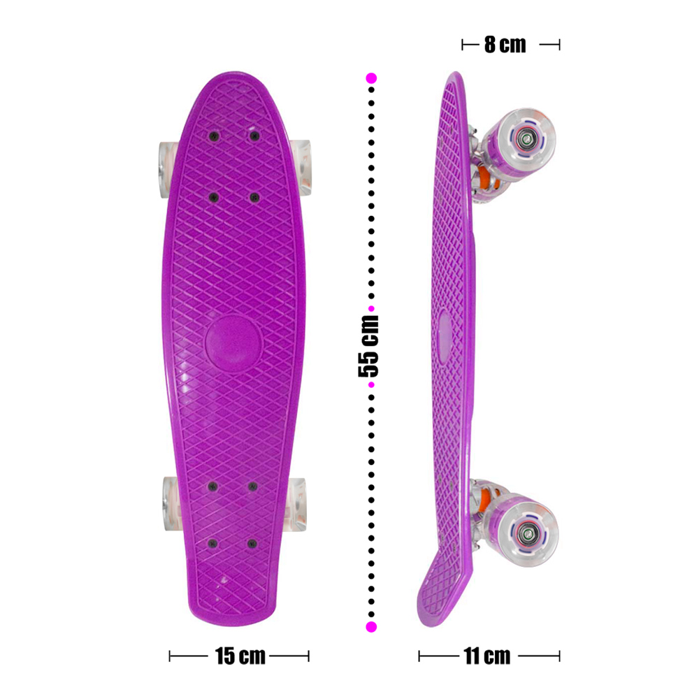 Patineta Tipo Skate Classic Skateboard Azul Aqua con Luz
