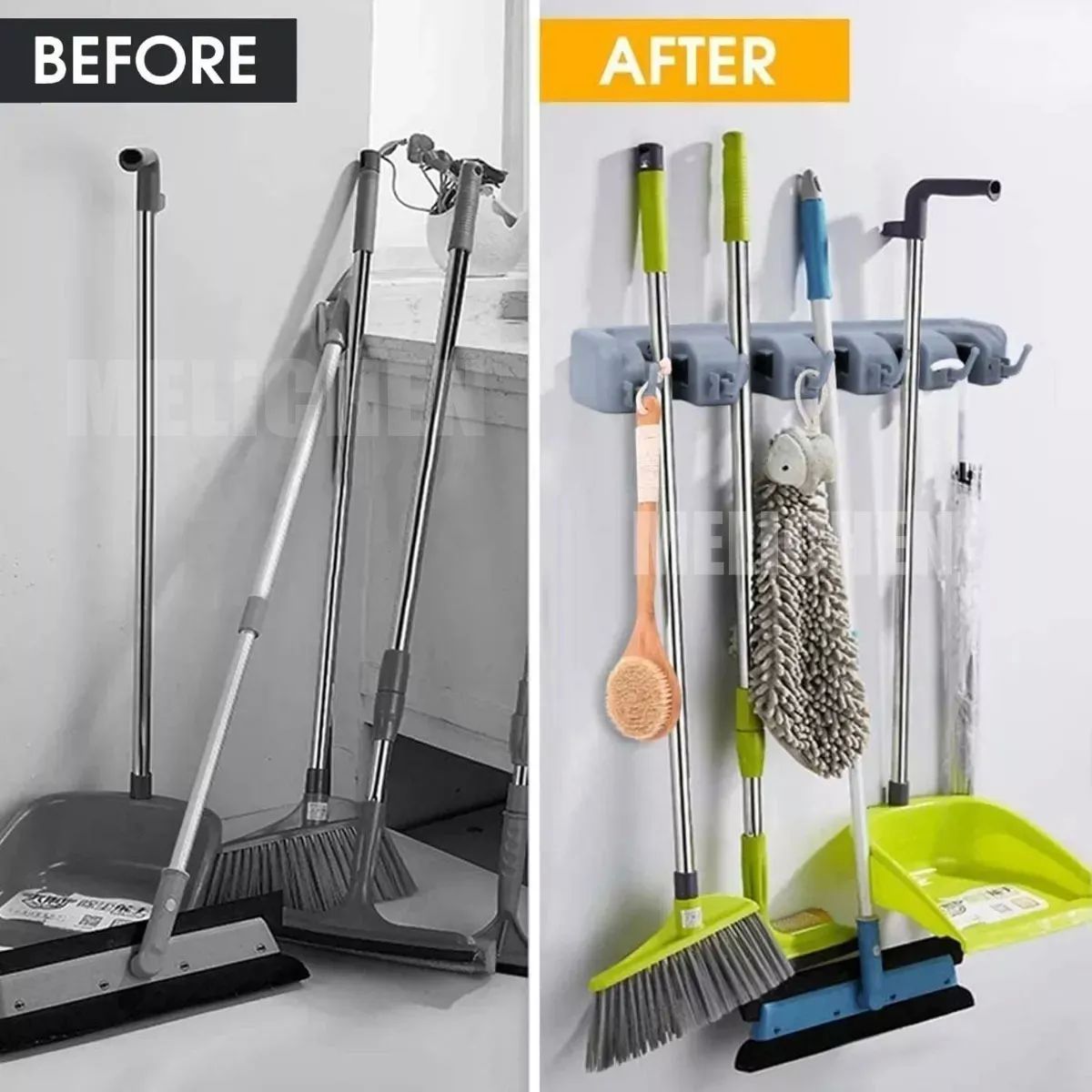 Colgador Organizador Porta Escobas 5 Espacios Trapeadores