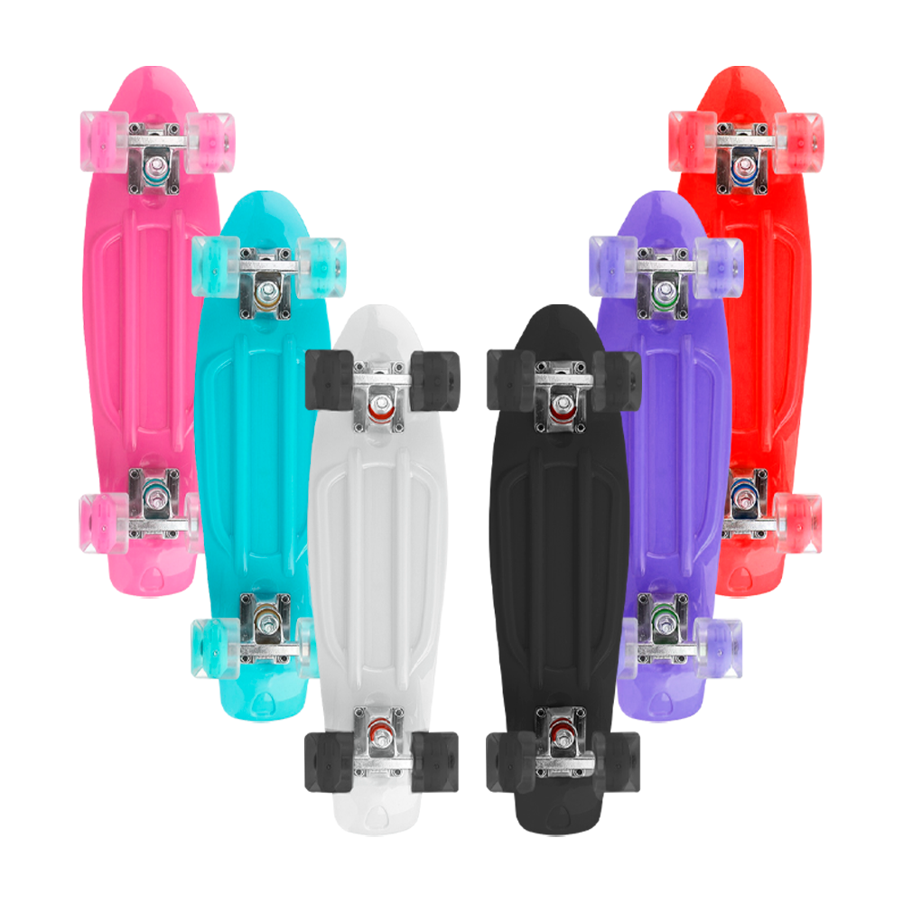 Patineta Tipo Skate Classic Skateboard Azul Aqua con Luz