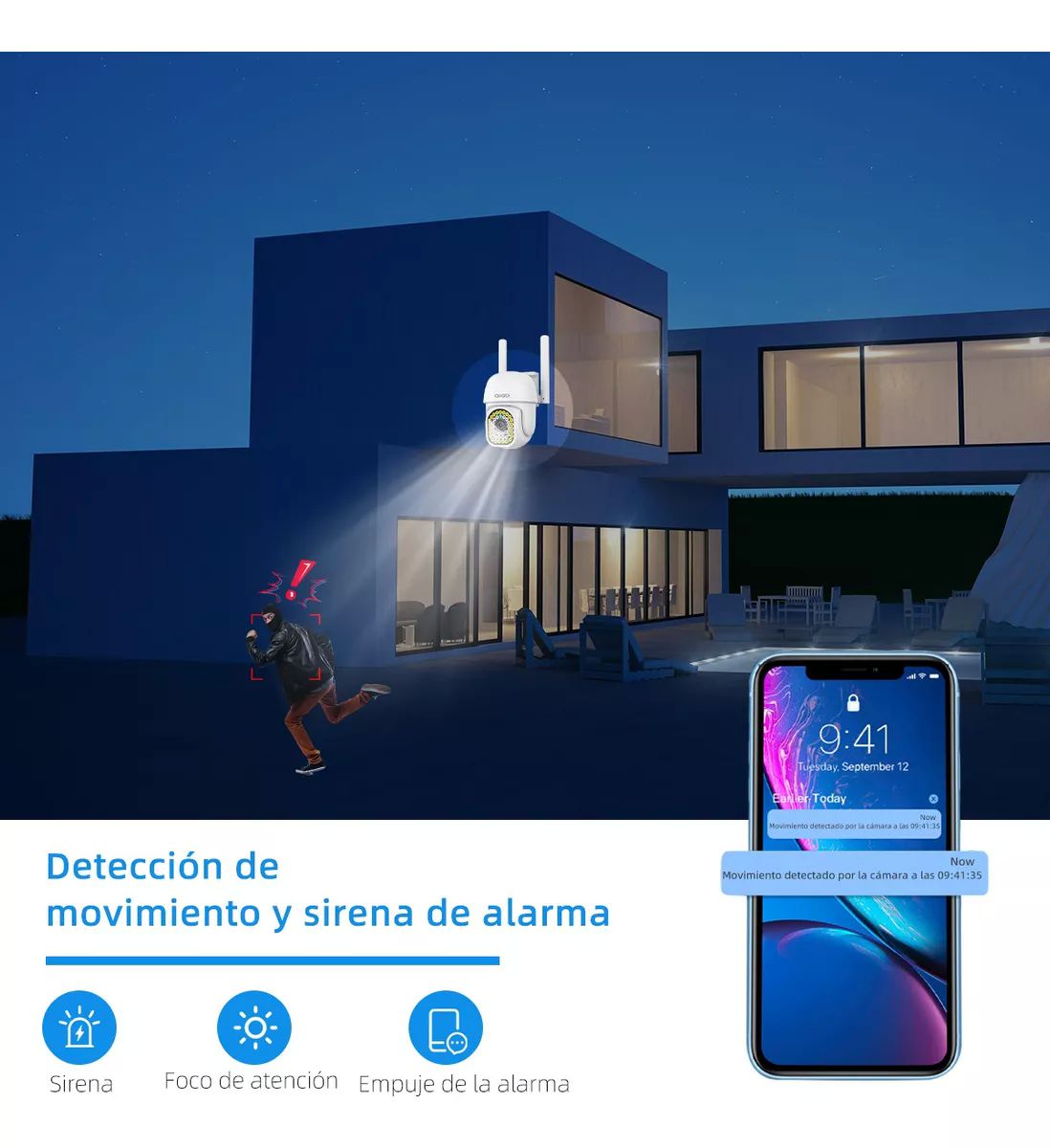 Cámara Seguridad Wifi Exterior Inalámbrica 1080p Vigilancia