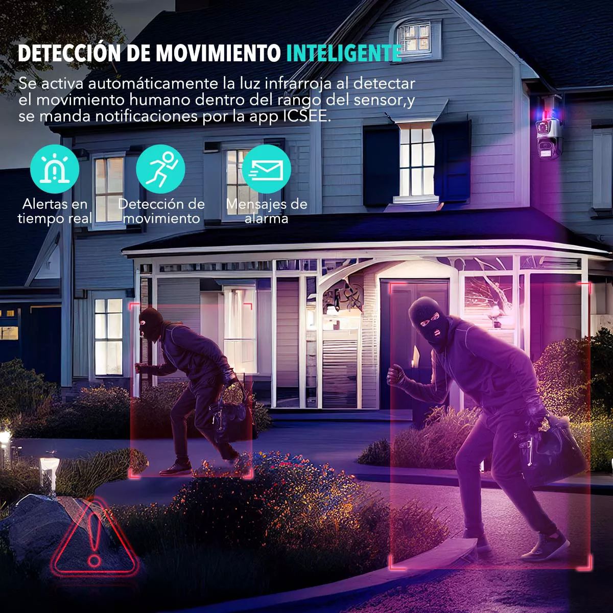 Cámara de Seguridad Wifi 2.4G Exterior 6MP Doble Lente Impermeable IP67 