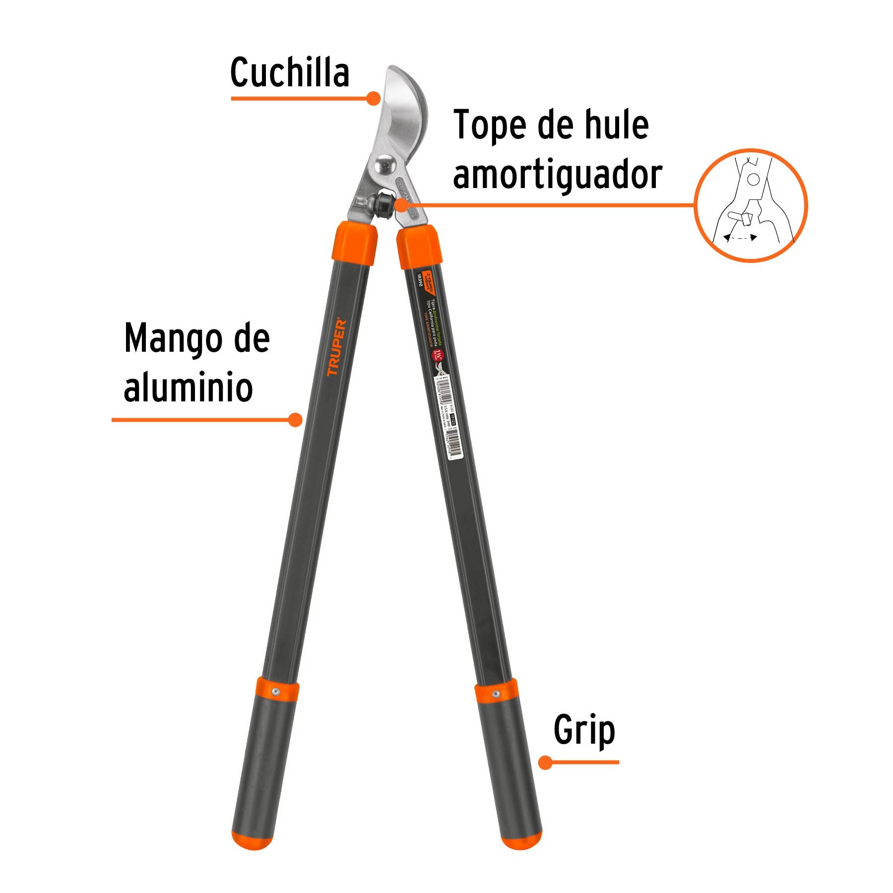 TIJERA PARA RAMAS 70 CM TIPO CALIFORNIA MANGOS DE ALUMINIO TRUPER 18392