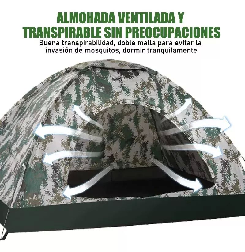 Tienda Casa Campaña Grande Camping 3 Personas Fácil Instalar