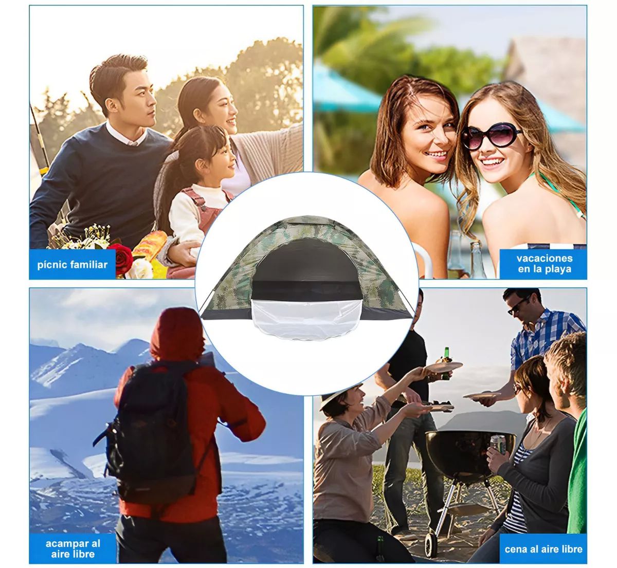 Tienda Casa Campaña Grande Camping 3 Personas Fácil Instalar