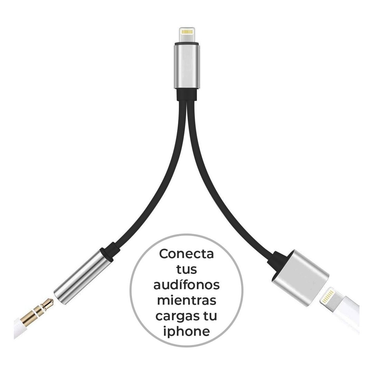 Adaptador iPhone Lightning 3.5 Auxiliar Audífonos Y Carga WI142