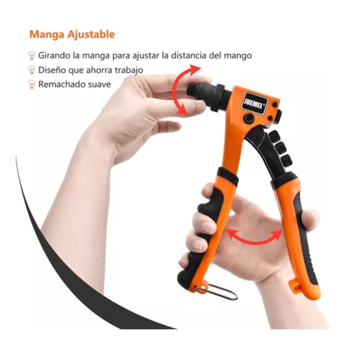 Remachadora Manual Remache Tuercas C/cambio Rapid Boquillas Naranja/Neghro