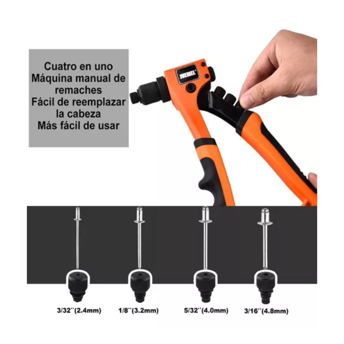 Remachadora Profesional De 8 In C/boquillas De Cambio Rápido Naranja/Negro