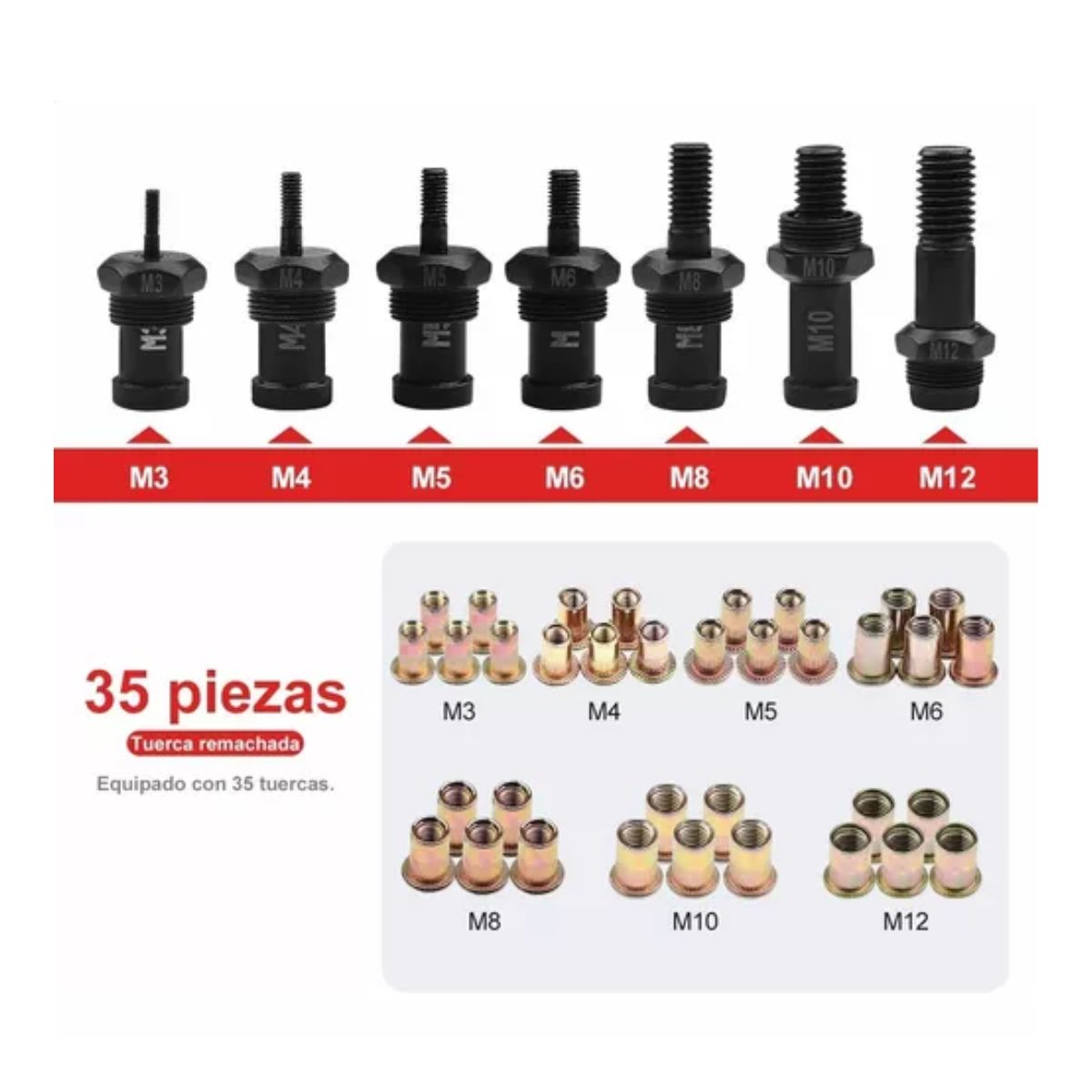 Remachadora Para Tuercas De Manual Profesional Remache Negro