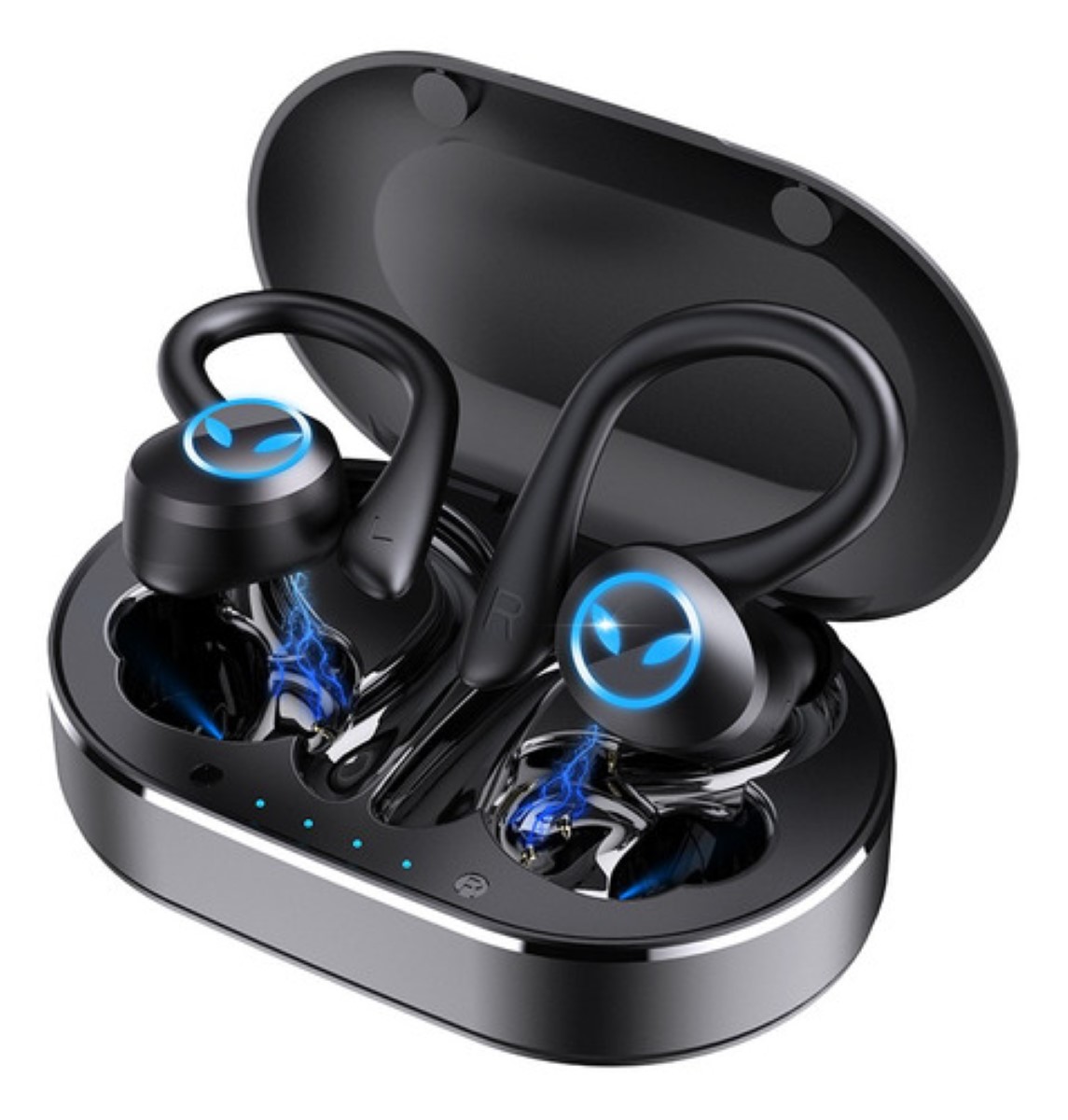 Auriculares Deportivos Inalámbricos Bluetooth 5.3 Con Gancho Negro