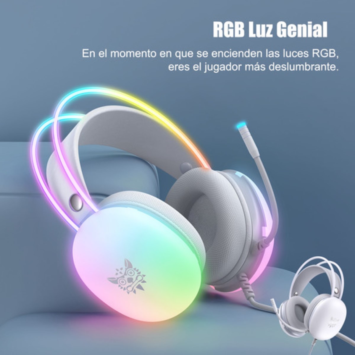 Audífonos Gamer Con Micrófono Y Luz Rgb Para Pc Xbox Gris/Colorido