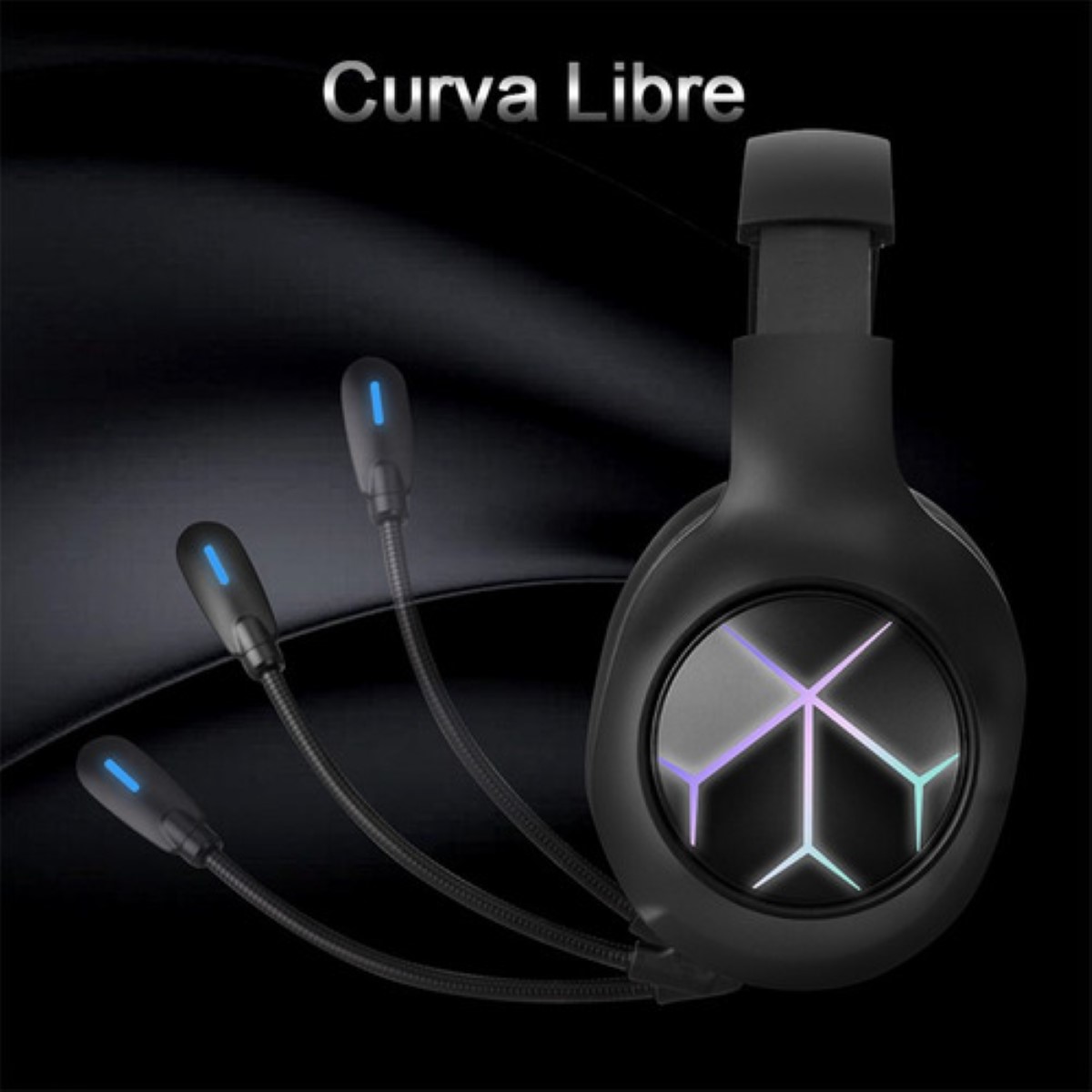 Auriculares Gamer Inalámbricos Bluetooth Diadema 2.4 g Negro/Lineas Coloridas 