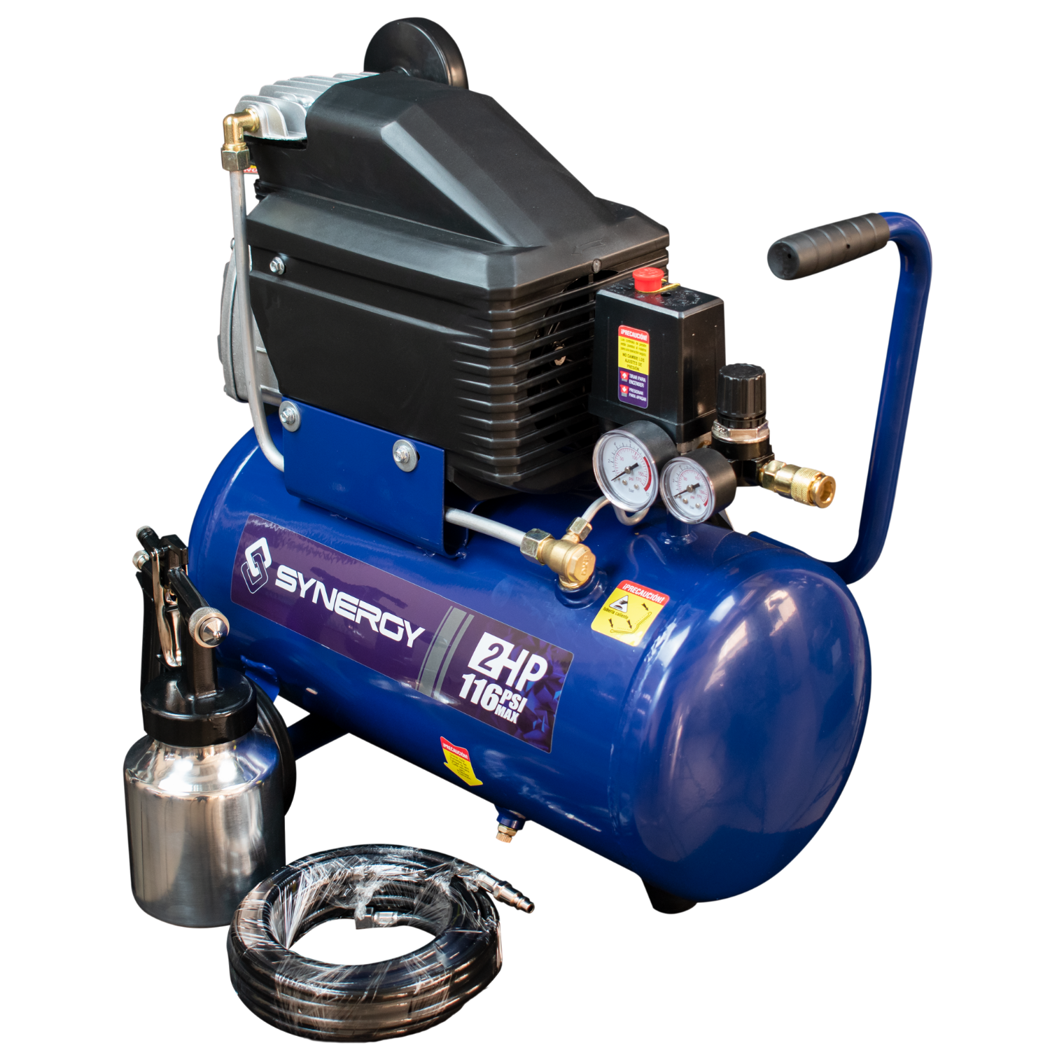 Compresor 20 lt con Pistola y manguera, 2HP, 1,500W, 116PSI