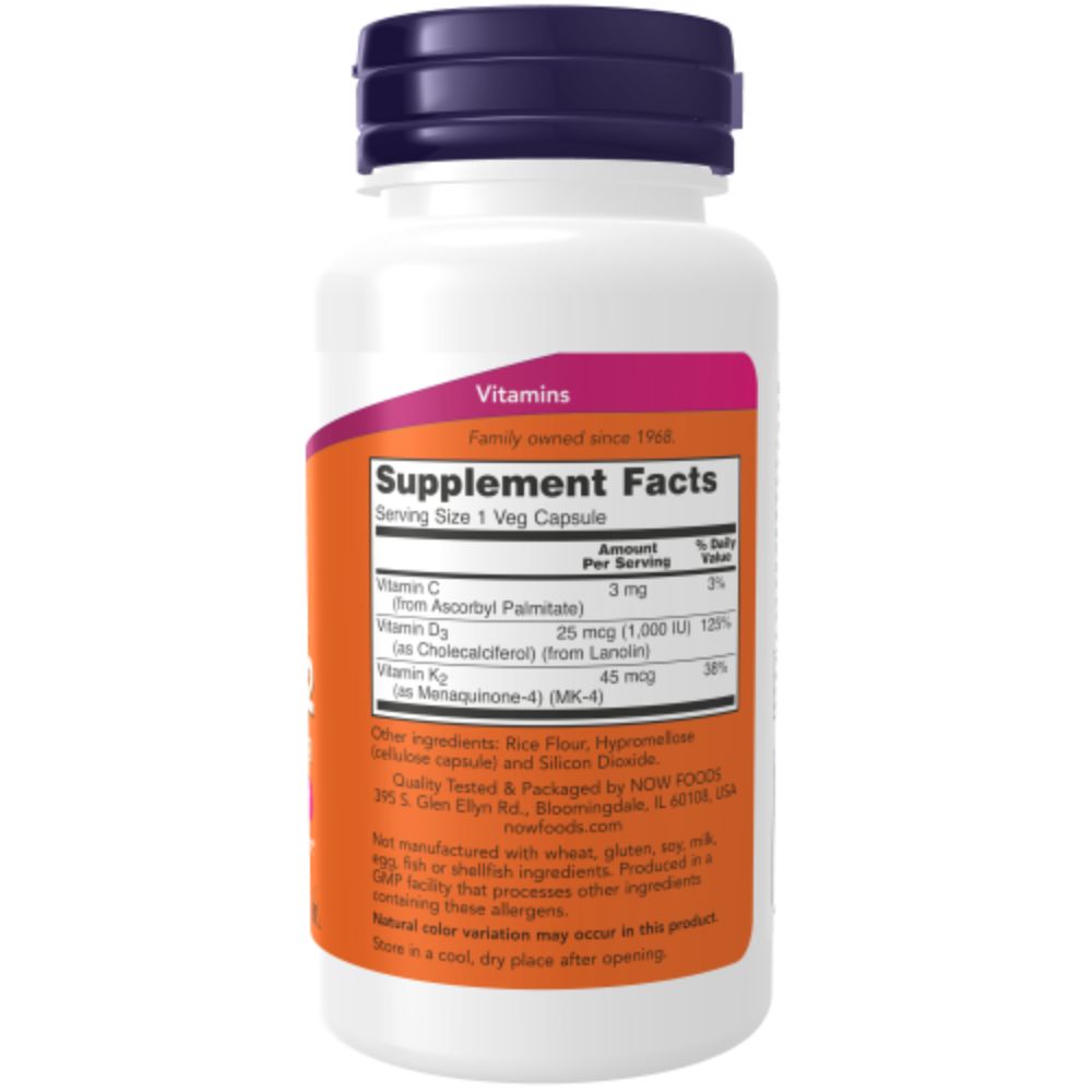 Now foods | Vitamina D-3 y K-2 120 Cápsulas
