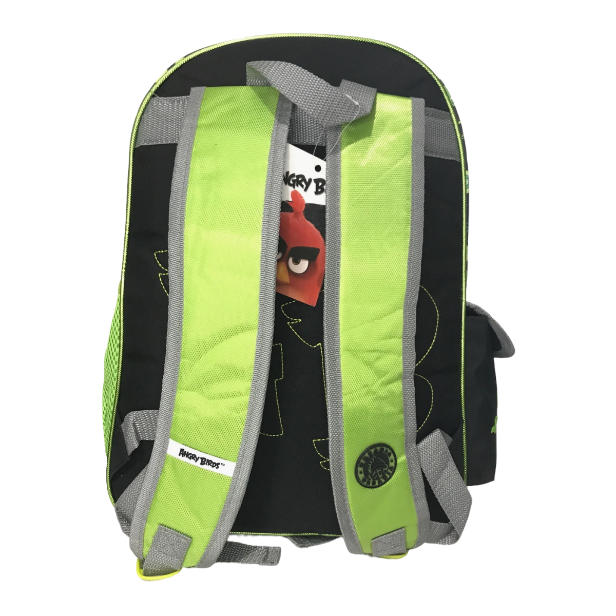 Mochila Escolar Angry Birds Cerditos Color Negro Con Verde