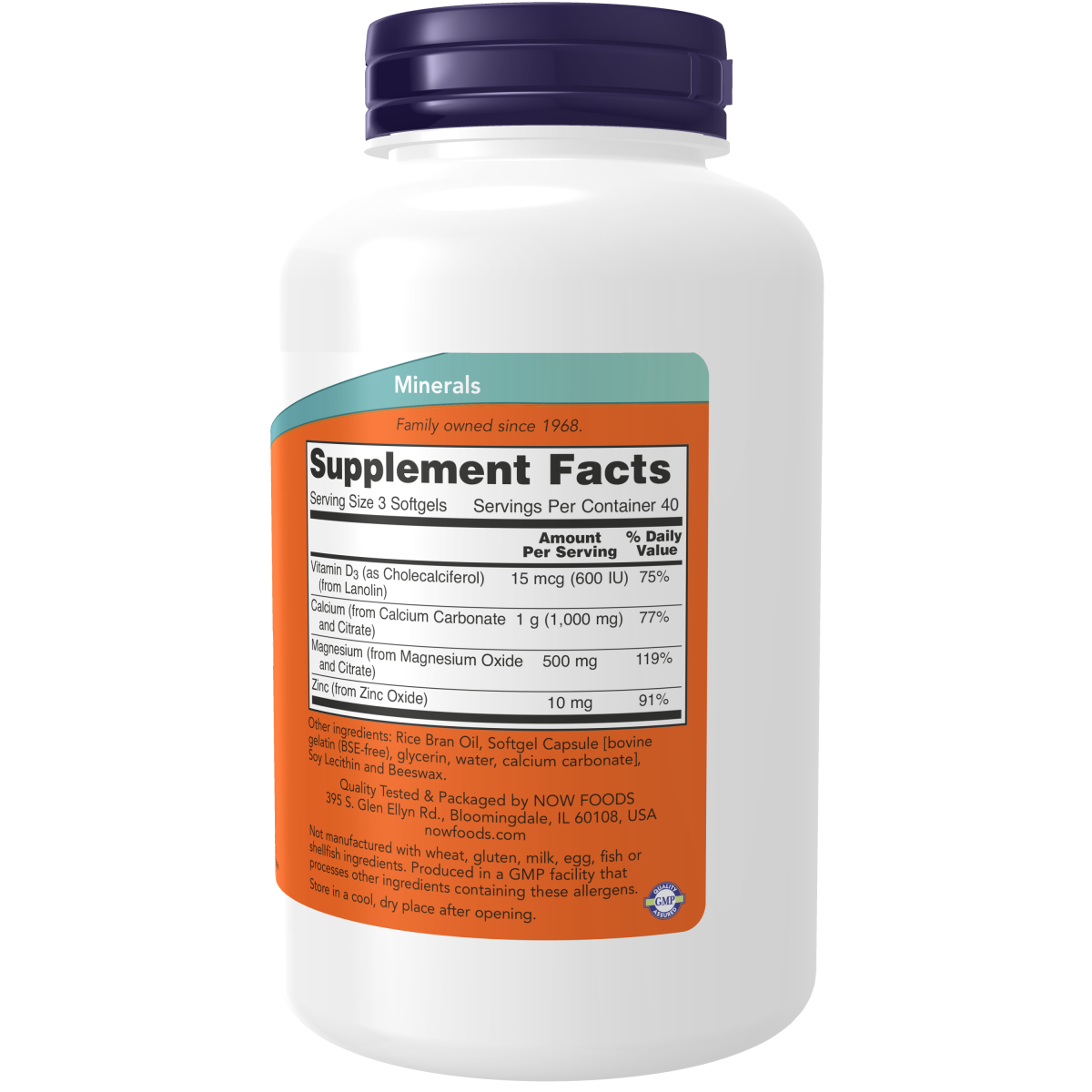 Now foods | Calcio con Magnesio, vitamina d3 y zinc