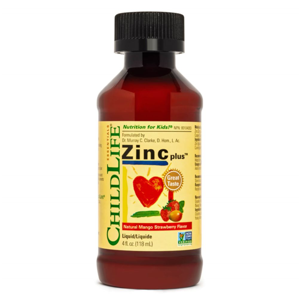 ChildLife | Zinc Plus® 4 onzas líquidas (118 ml) Sabor natural de mango y fresa