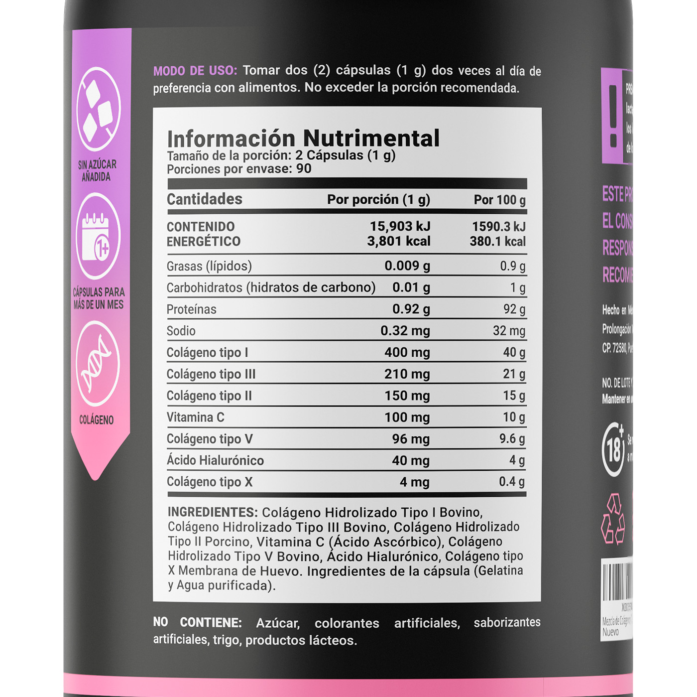 Mezcla De Colágenos Tipo I, Ii, Iii, V Y X 180 Cáps. Collagen Blend I II III V X B Life