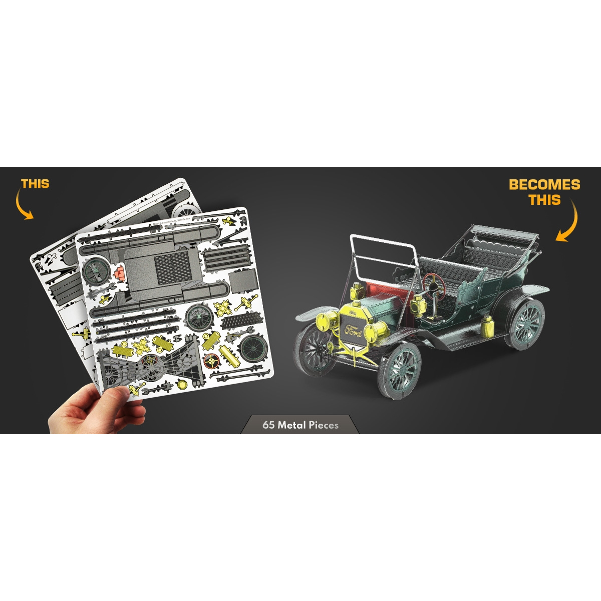 Rompecabezas Metálico 3d 1908 Ford modelo T Verde.
