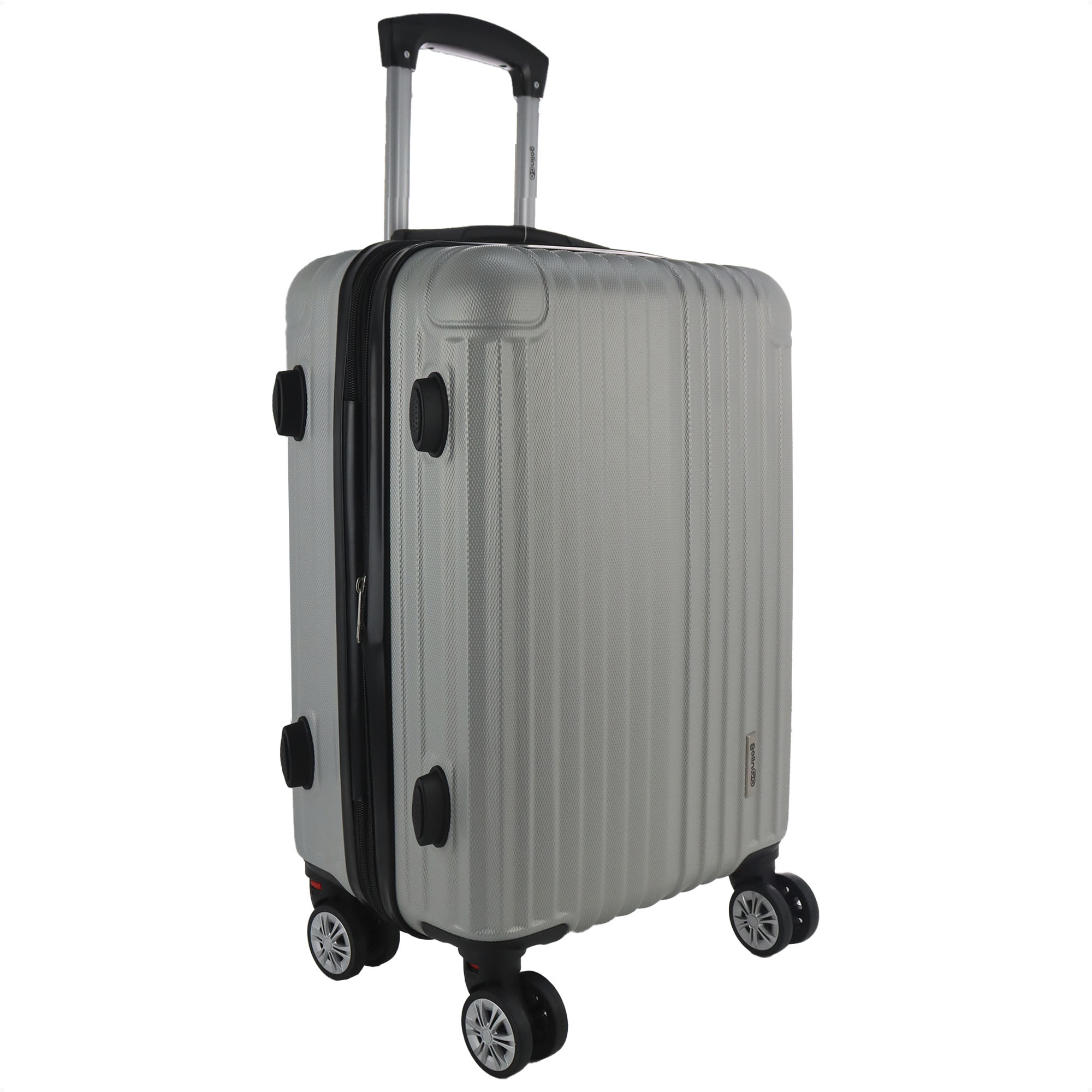Golingo Maleta de Mano Carry On 20" Rigida Resistente Con Ruedas Giratorias 360 y removibles, Asa Expandible y Candado de Seguridad PLATA.