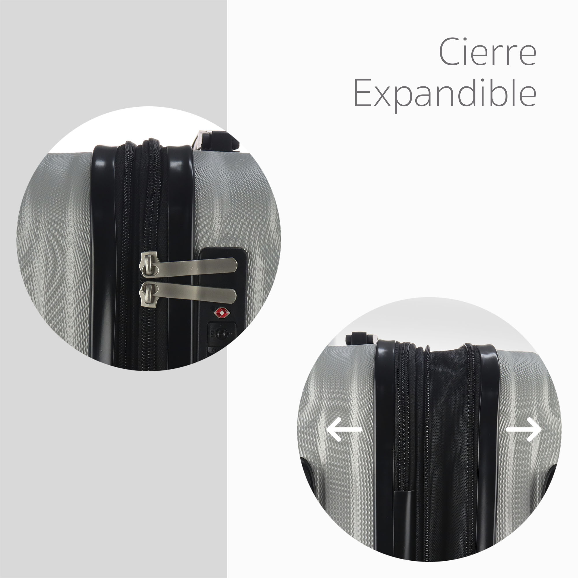 Golingo Maleta de Mano Carry On 20" Rigida Resistente Con Ruedas Giratorias 360 y removibles, Asa Expandible y Candado de Seguridad PLATA.