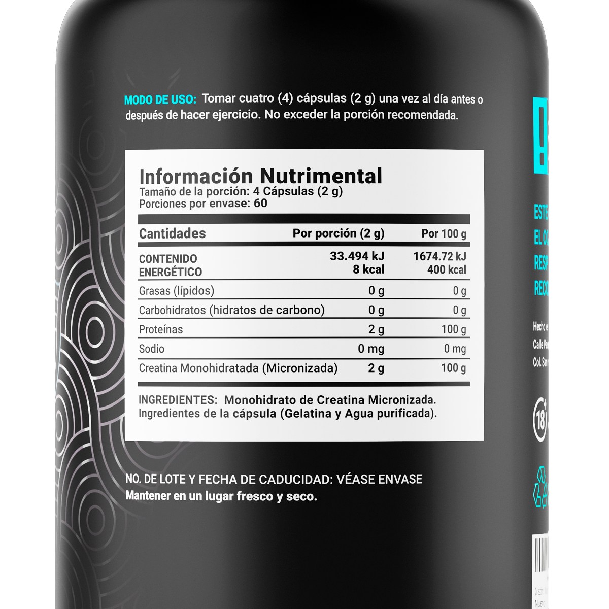 Creatina Monohidratada 240 Caps. Creatine Monohydrate B Life