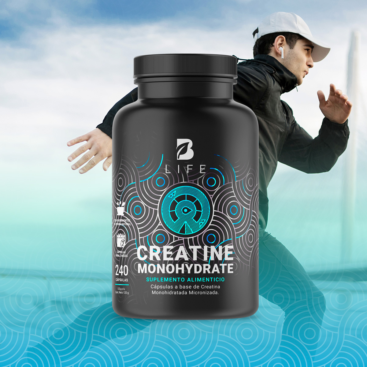 Creatina Monohidratada 240 Caps. Creatine Monohydrate B Life