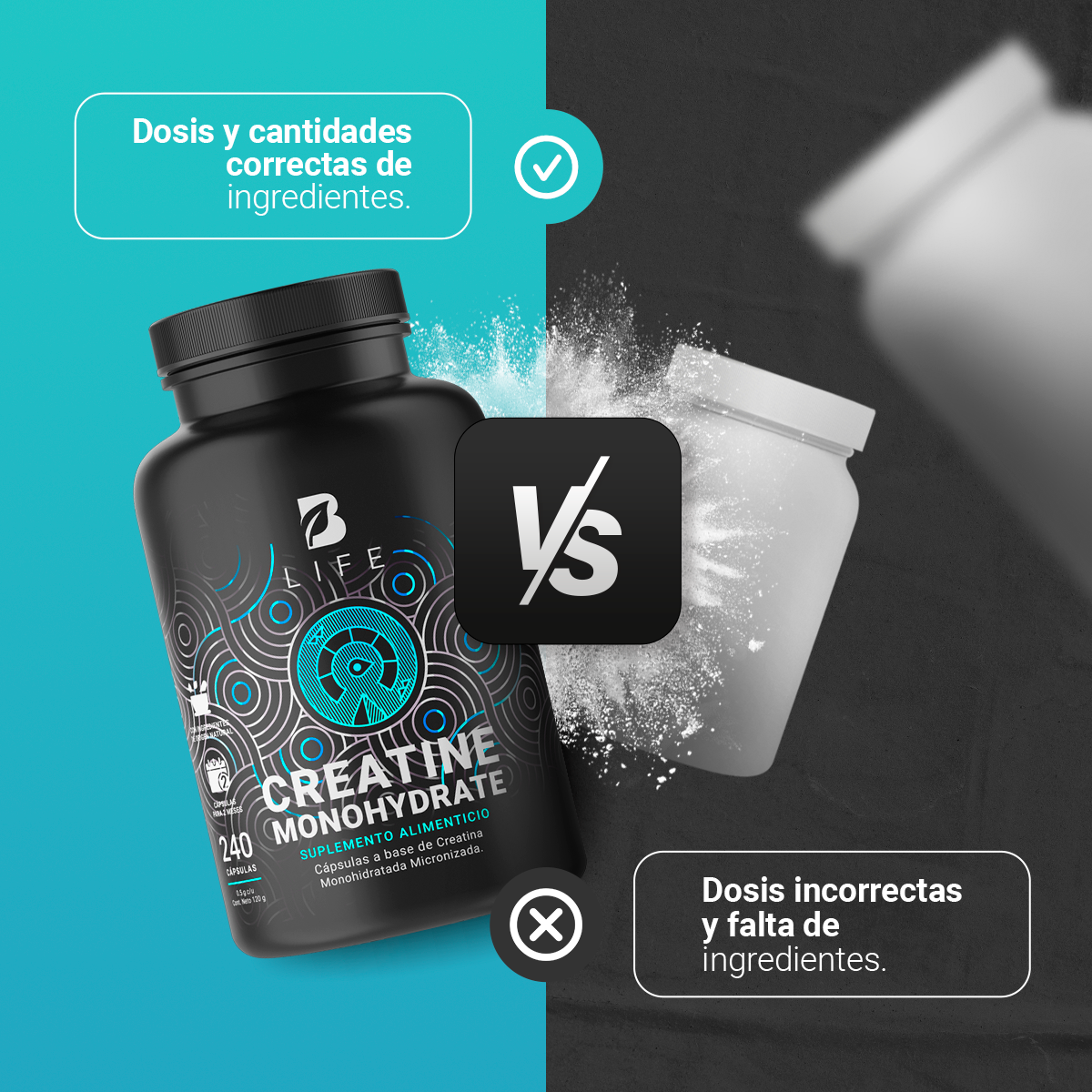 Creatina Monohidratada 240 Caps. Creatine Monohydrate B Life