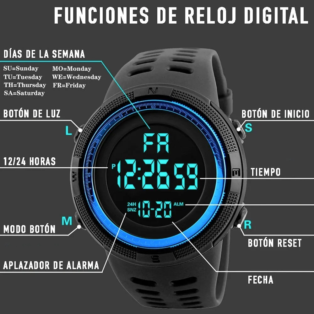 Reloj Digital Deportivo Para Hombre Original Rojo