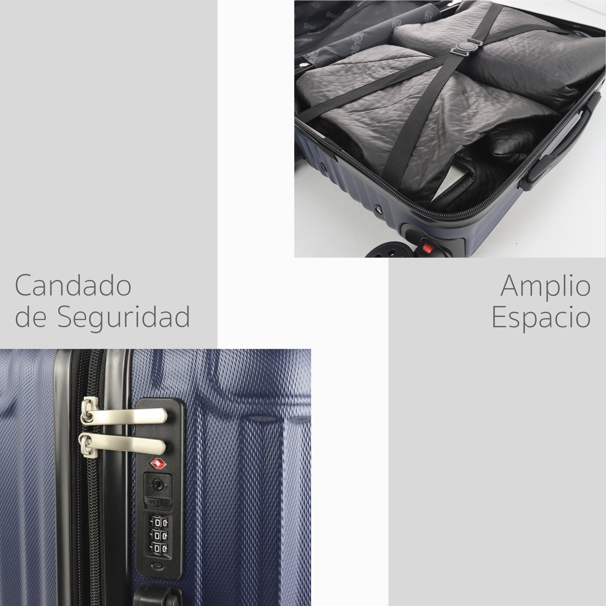 Maleta Set de 3 piezas Resistentes Rigidas Con Ruedas Giratorias removibles Asa Expandible TSA con Báscula integrada 20,24,28" AZUL