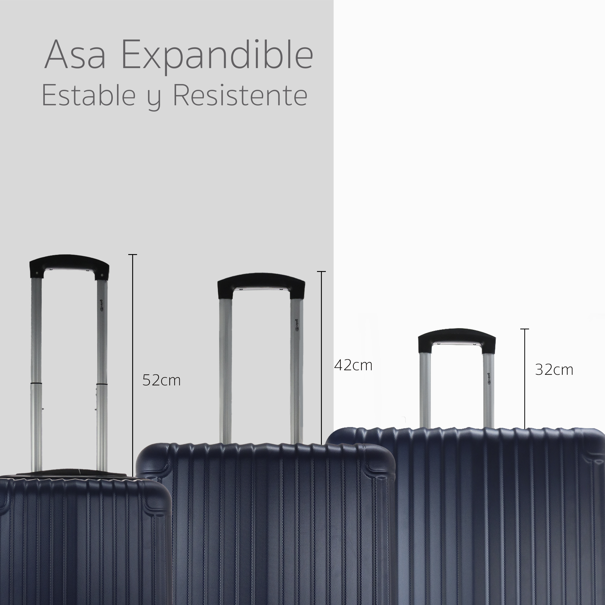 Maleta Set de 3 piezas Resistentes Rigidas Con Ruedas Giratorias removibles Asa Expandible TSA con Báscula integrada 20,24,28" AZUL