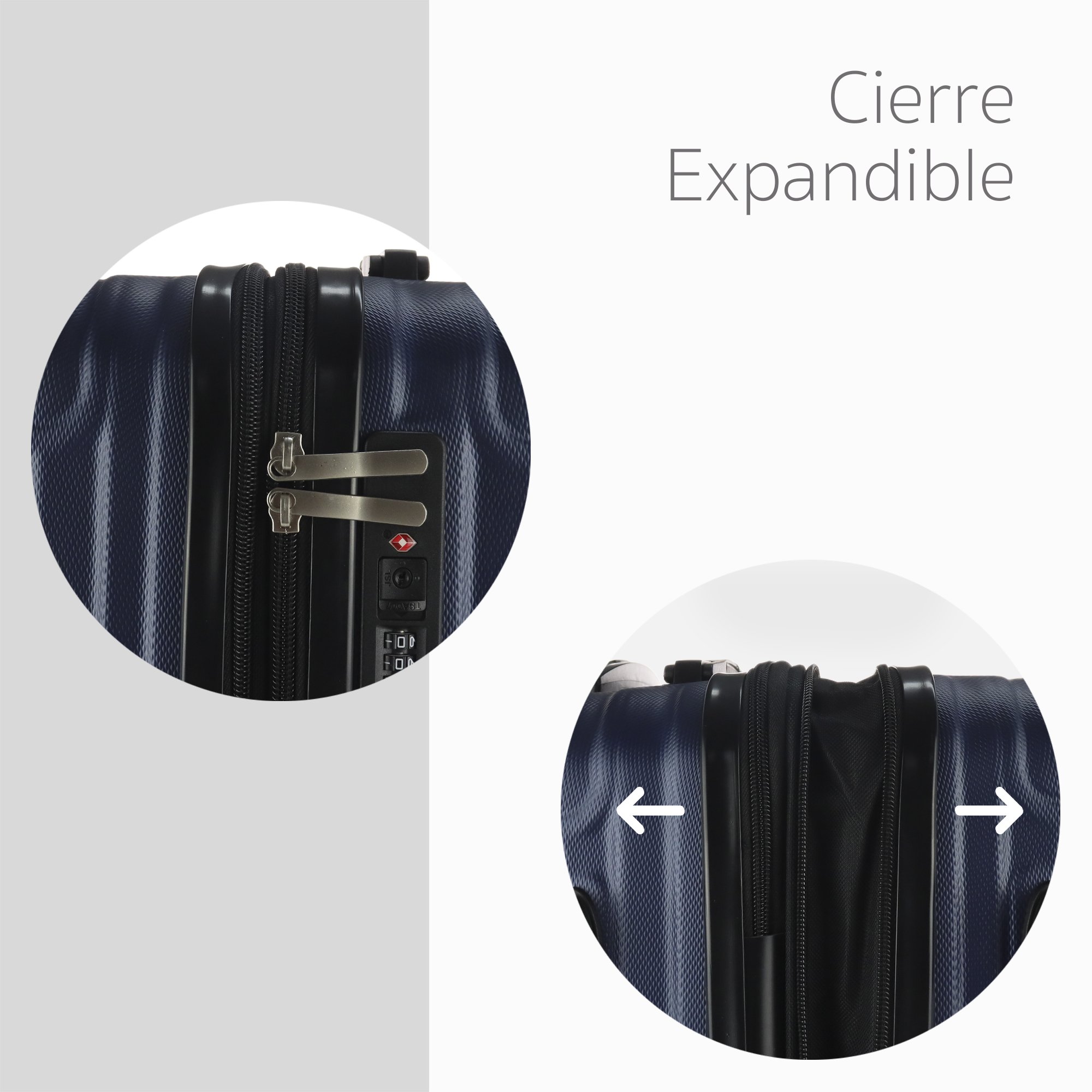 Maleta Set de 3 piezas Resistentes Rigidas Con Ruedas Giratorias removibles Asa Expandible TSA con Báscula integrada 20,24,28" AZUL