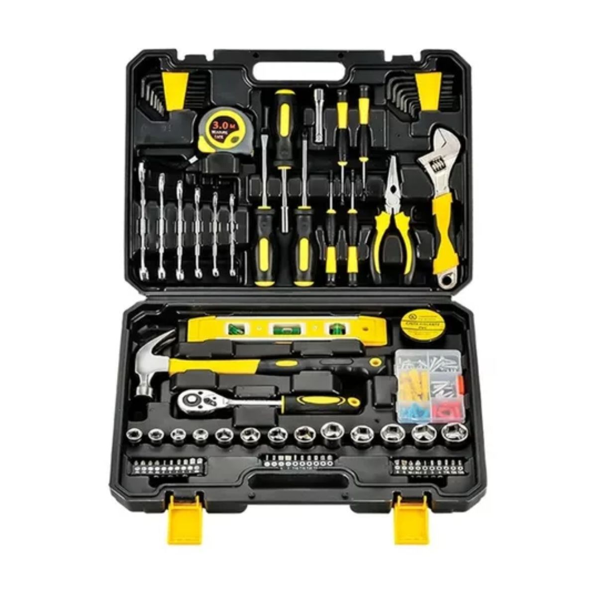 Juego De Herramientas Mecánicas Desarmadores Goxawee 108 pcs, Negro con Amarillo