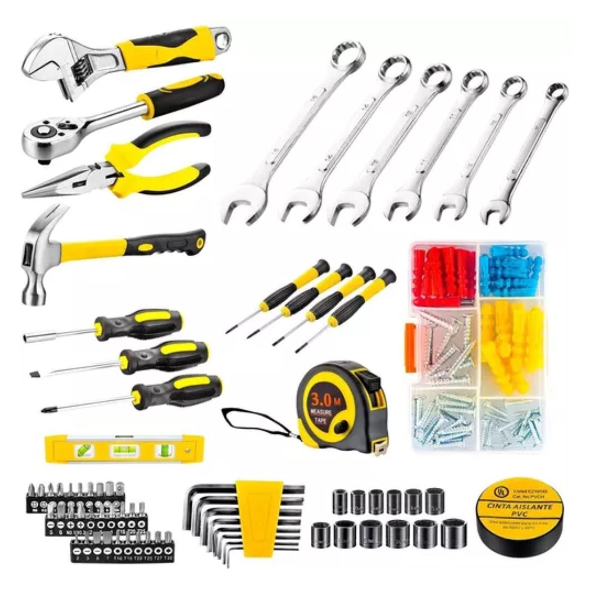 Juego De Herramientas Mecánicas Desarmadores Goxawee 108 pcs, Negro con Amarillo