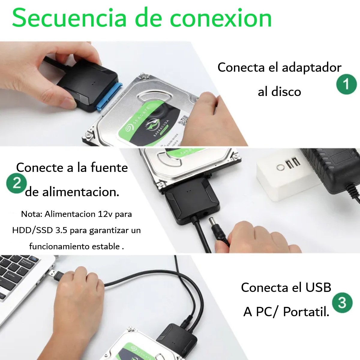Adaptador cable USB 3,0 a Sata 3 convertidor disco duro USB 3.0 2,5 3,5 HDD SSD disco duro externo