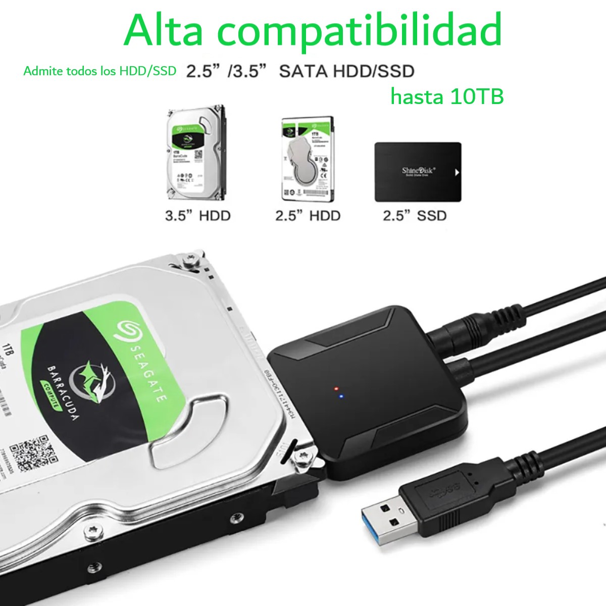 Adaptador cable USB 3,0 a Sata 3 convertidor disco duro USB 3.0 2,5 3,5 HDD SSD disco duro externo