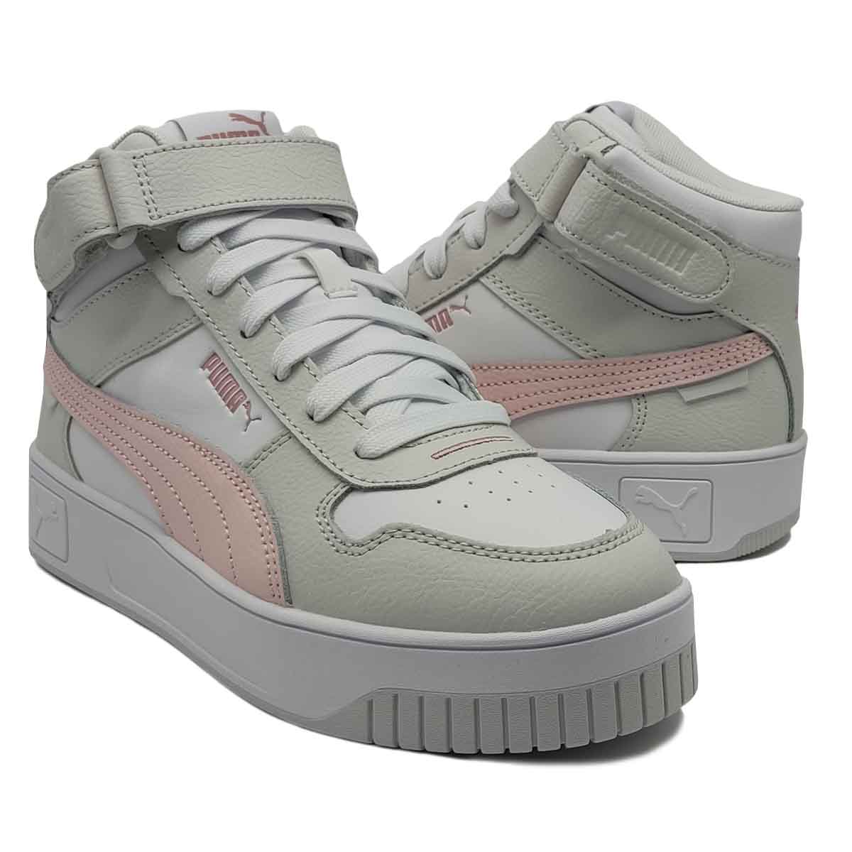 Tenis Puma Casual Carina Street Mid White Frosty Pink Gray Mujer