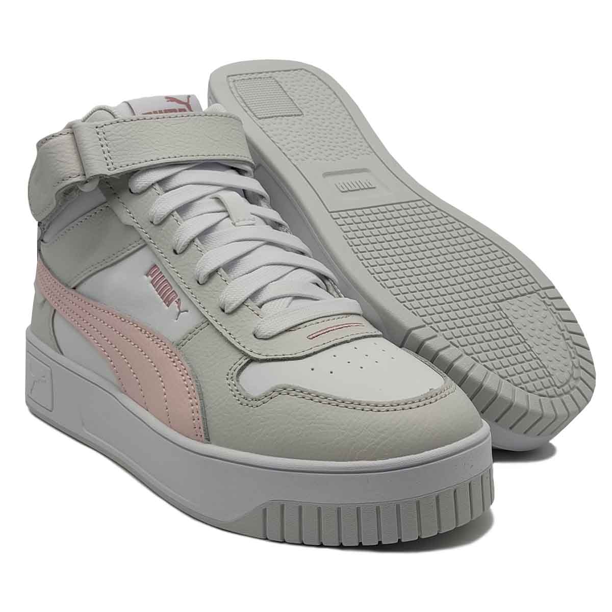 Tenis Puma Casual Carina Street Mid White Frosty Pink Gray Mujer