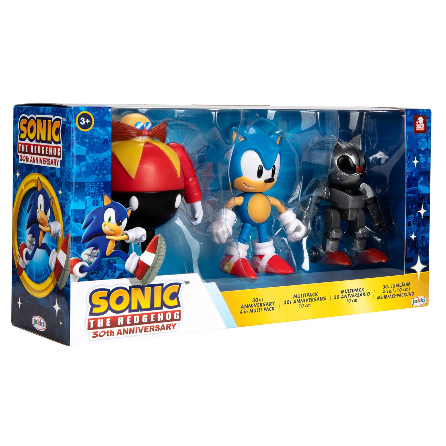 Set Figuras Sonic, Mecha Sonic, Eggman 30 Aniversario 10cm Jakks Pacific
