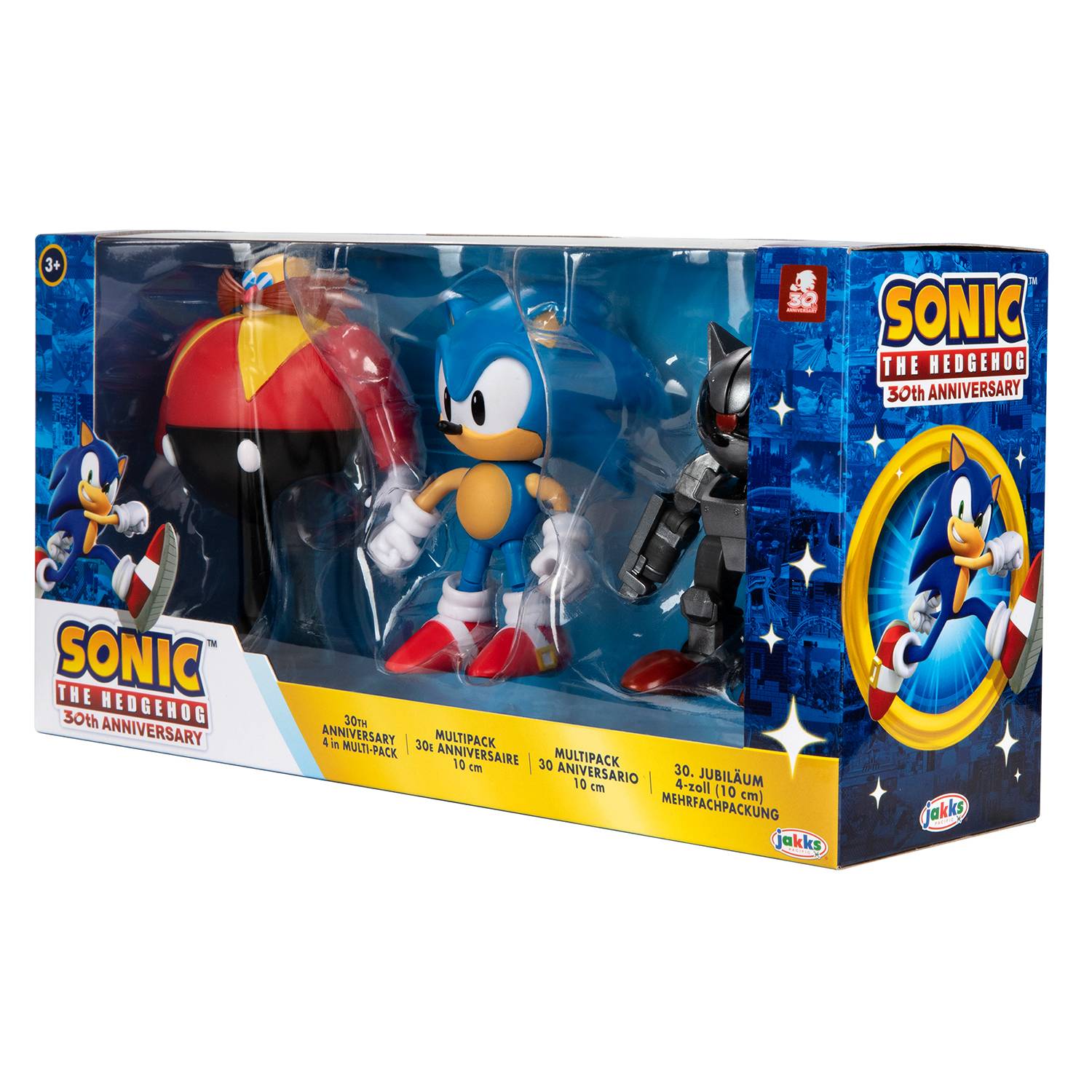 Set Figuras Sonic, Mecha Sonic, Eggman 30 Aniversario 10cm Jakks Pacific