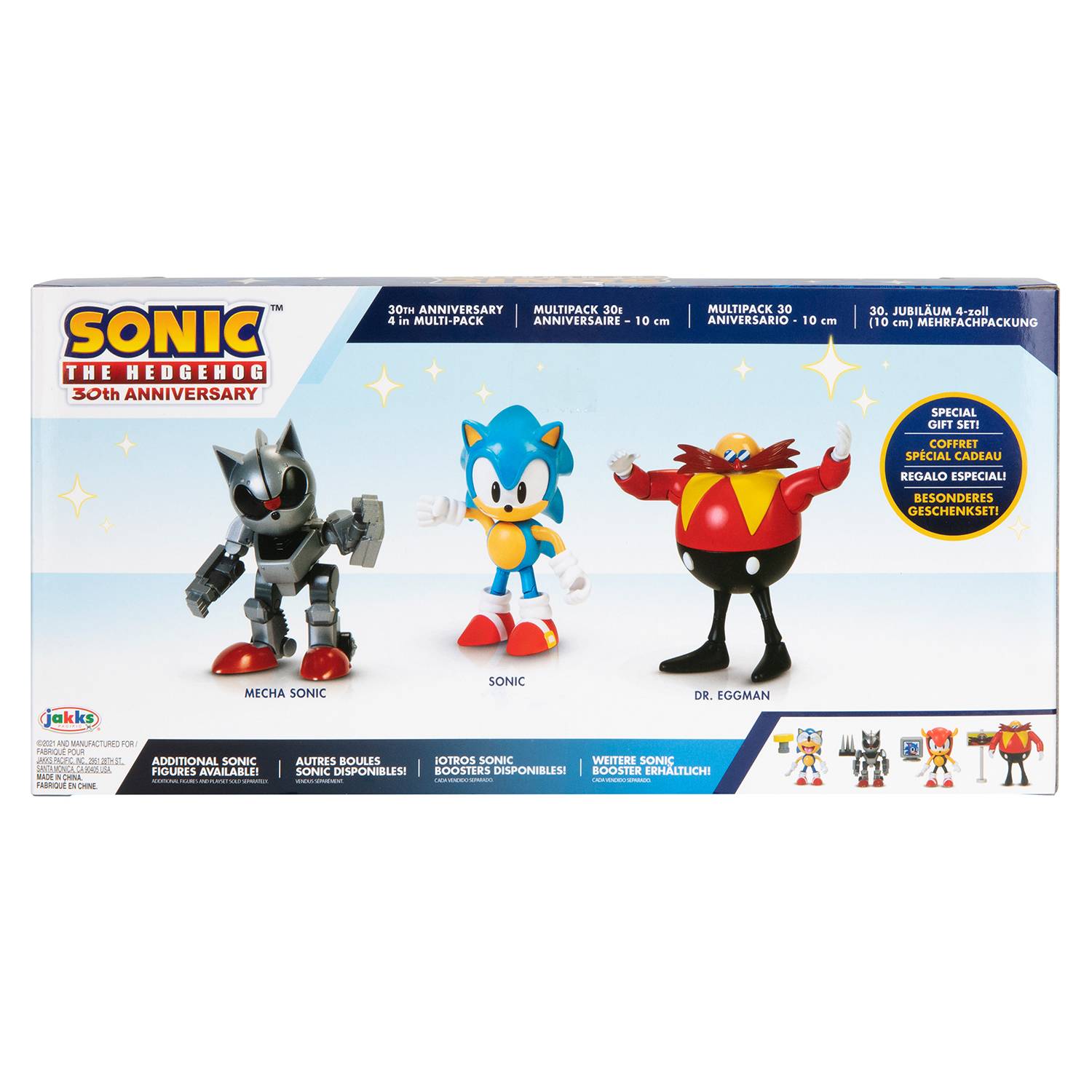 Set Figuras Sonic, Mecha Sonic, Eggman 30 Aniversario 10cm Jakks Pacific