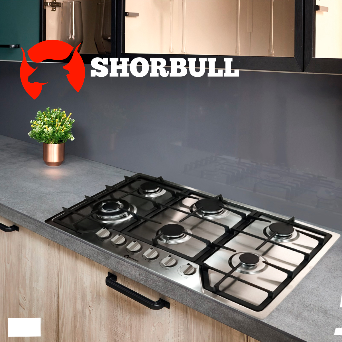 Estufa parrilla empotrable de Acero Inoxidable de 6 quemadores Shorbull