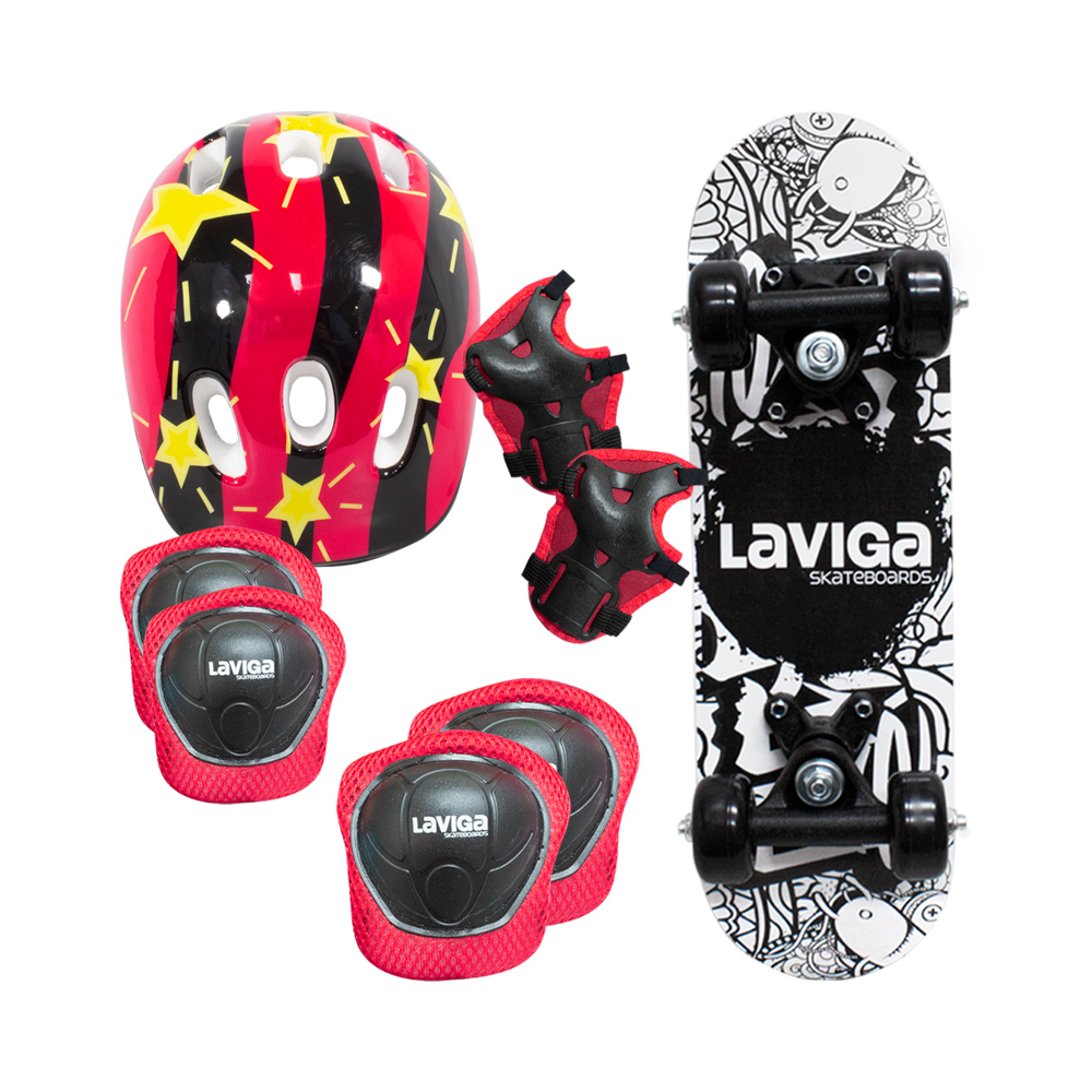 Patineta Infantil De Madera Para Niñas y Niñas Con Casco Y Proteccio