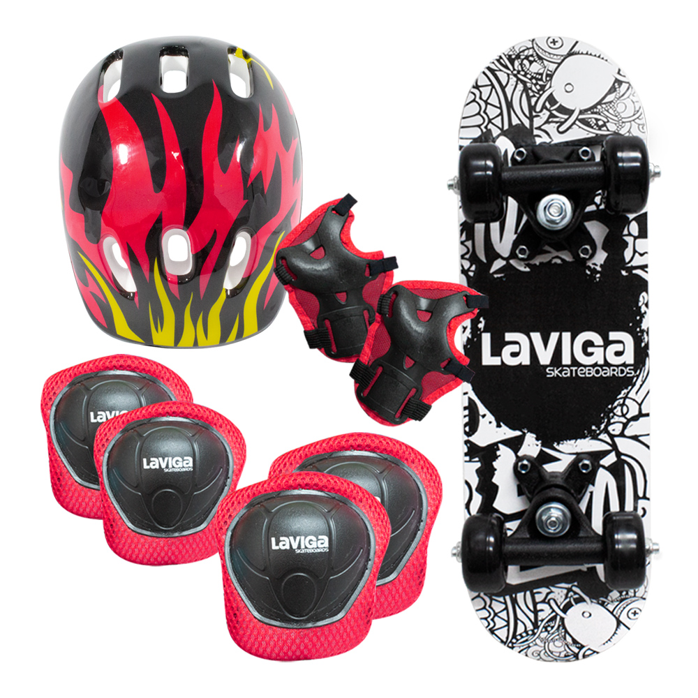 Patineta Infantil De Madera Para Niñas y Niñas Con Casco Y Proteccio